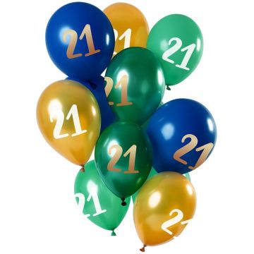 Ballon 21 jaar blauw groen goud