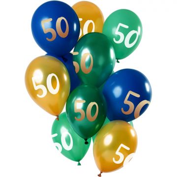 Ballonnen 50 jaar Abraham blauw groen