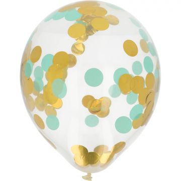 Confettiballon goud mintgroen