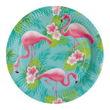 Flamingo bordjes 8 stuks