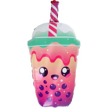 Trendy folieballon Bubble Tea in felle vrolijke kleuren