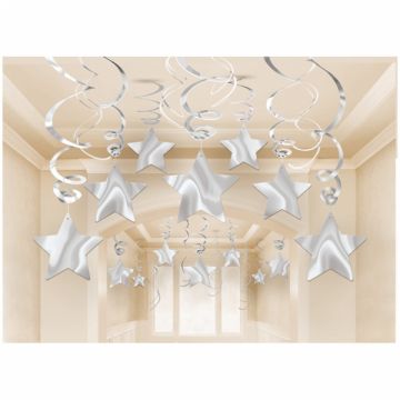 Swirls decoratie zilveren ster