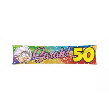 Mega spandoek banner sarah 50